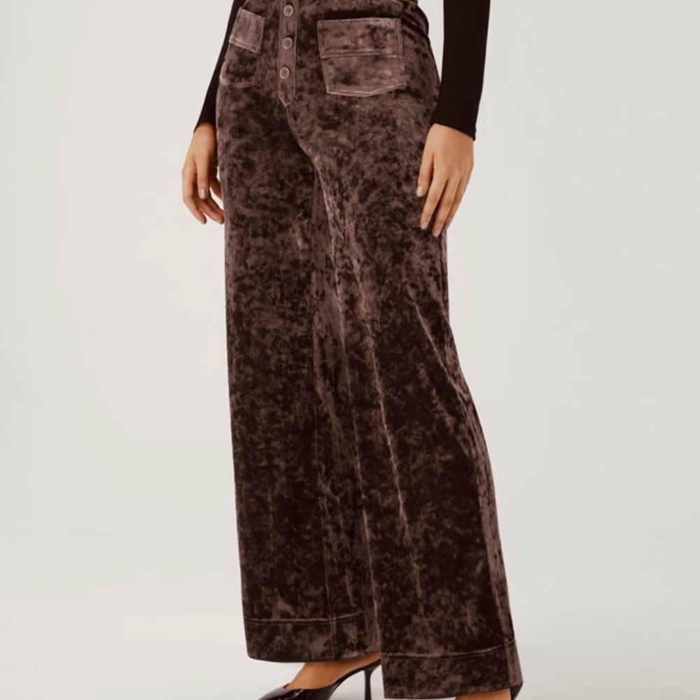 Halara Wide-Leg Faux Crushed Velvet Pull-on Pants
